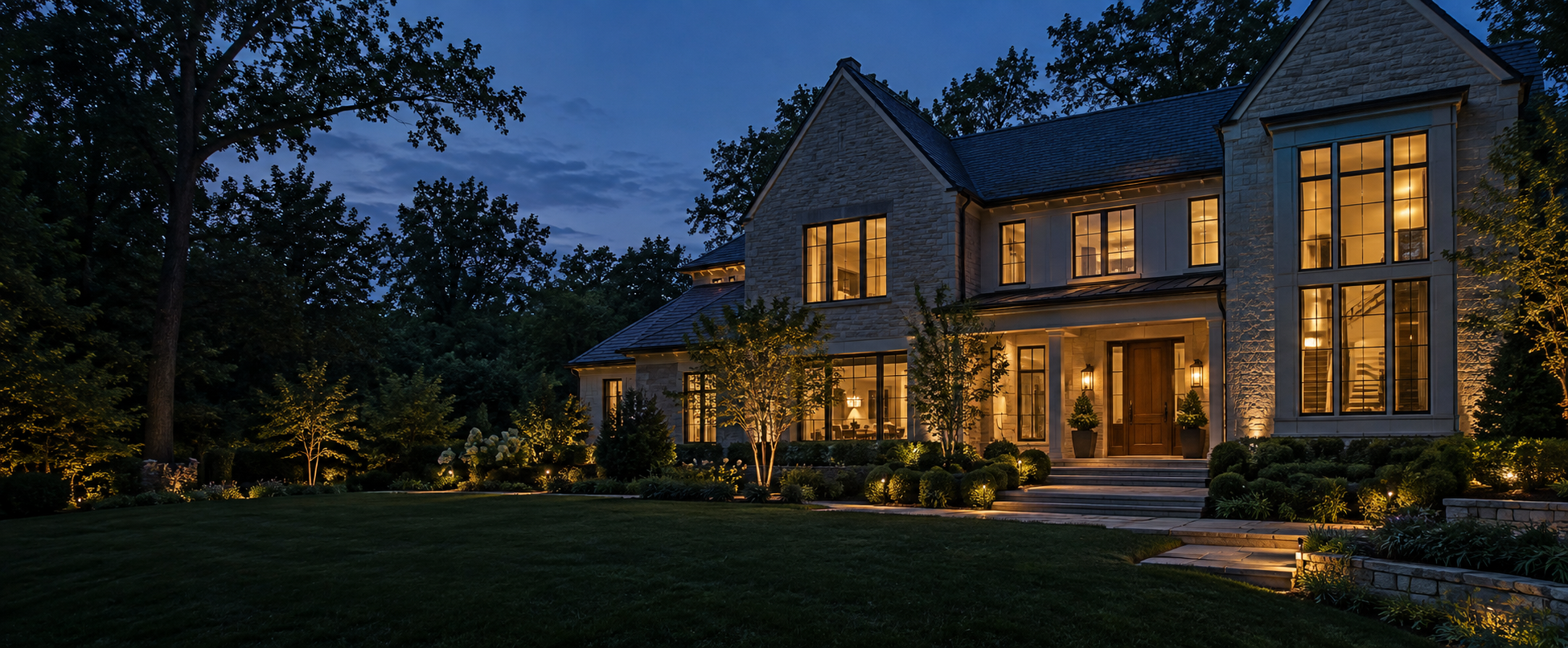 Home with integrated indoor and outdoor architectural lighting